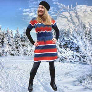 Vintage y2k Zig Zag Chevron Knit Dress (S/M)